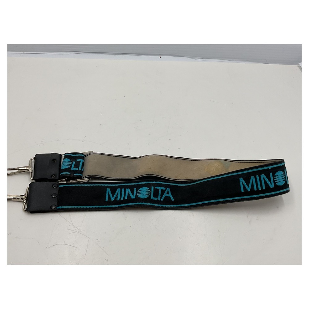 Vintage Minolta Camera Strap Black Teal Embroidered Padded 36" Swivel Clips